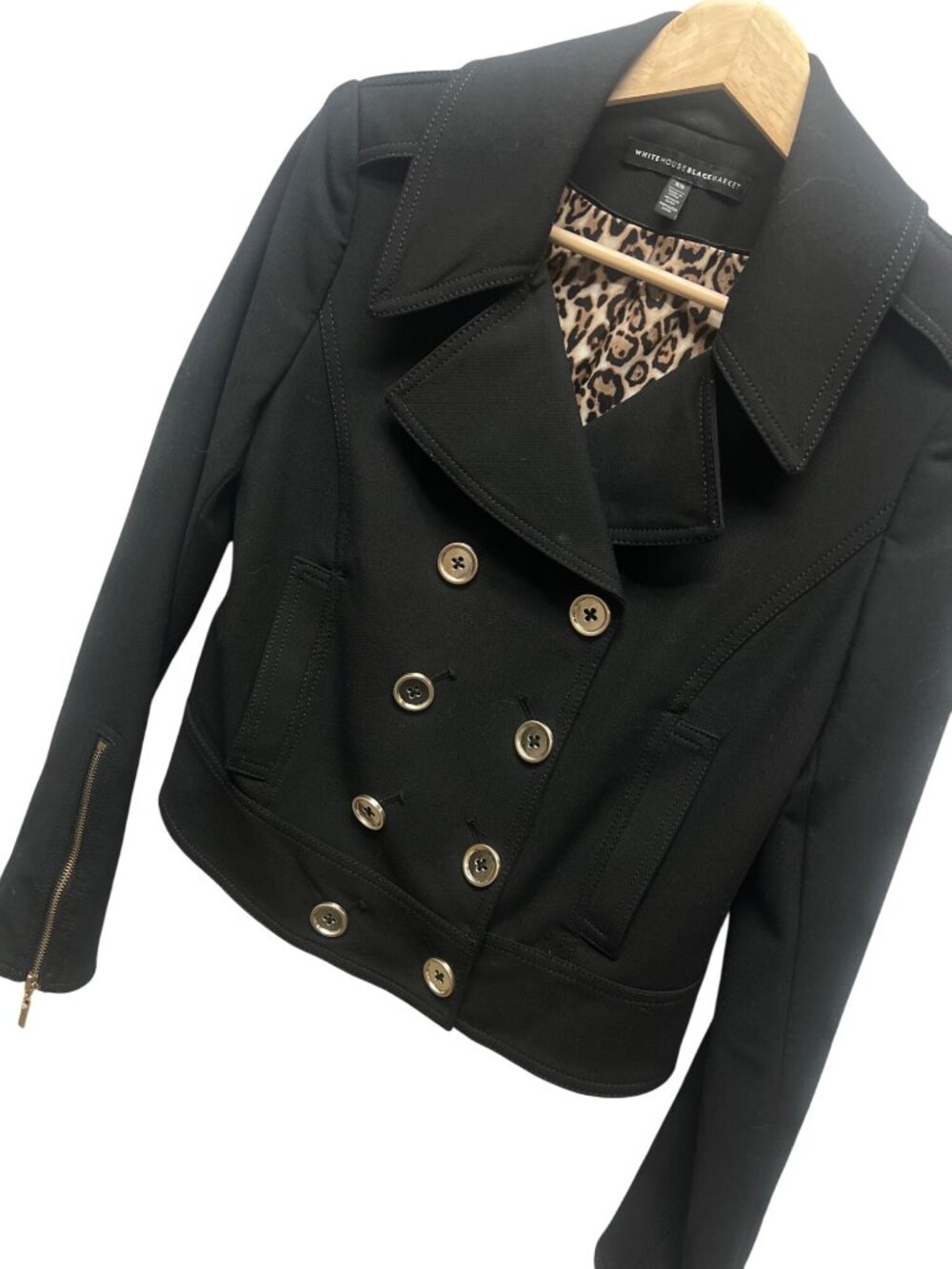 White House Black Market Black Cropped Moto Blazer